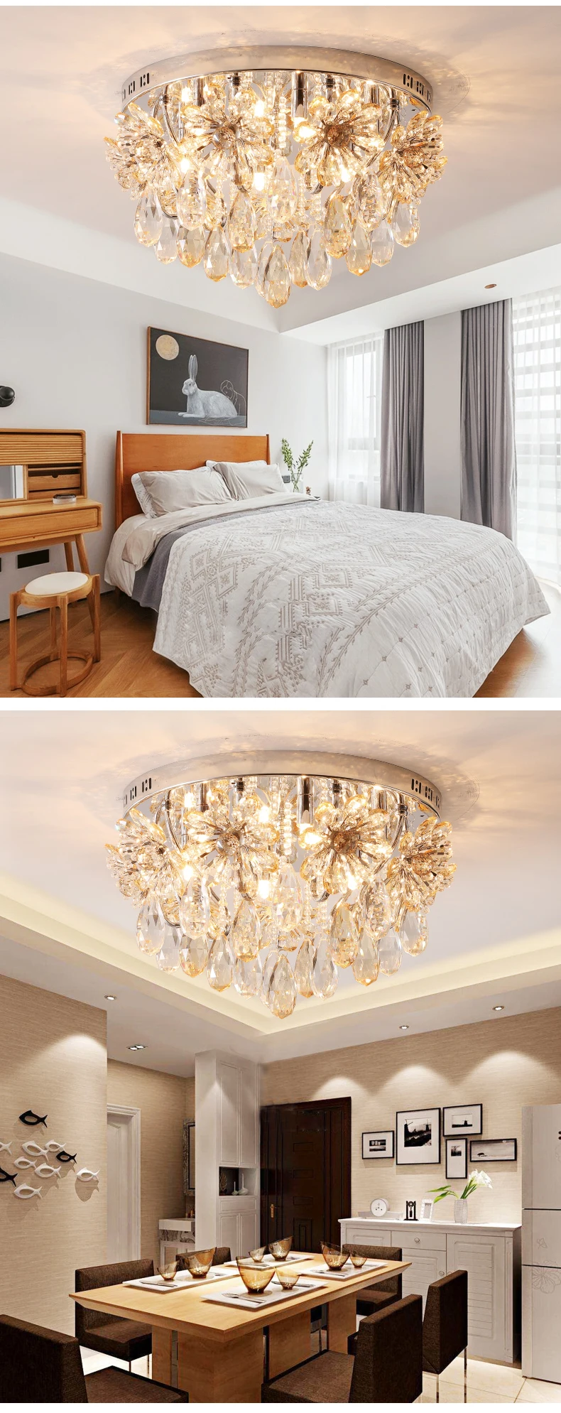 Postmodern Crystal Ceiling Lights For Home Flower Crystals Bedroom Lights decor Nordic Lamps For Living room Hall Dining room