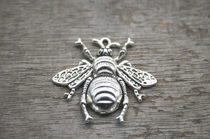 5 шт., подвески в виде пчелы, подвеска из античного серебра, милая огромная пчела, пчела, 38x40 мм