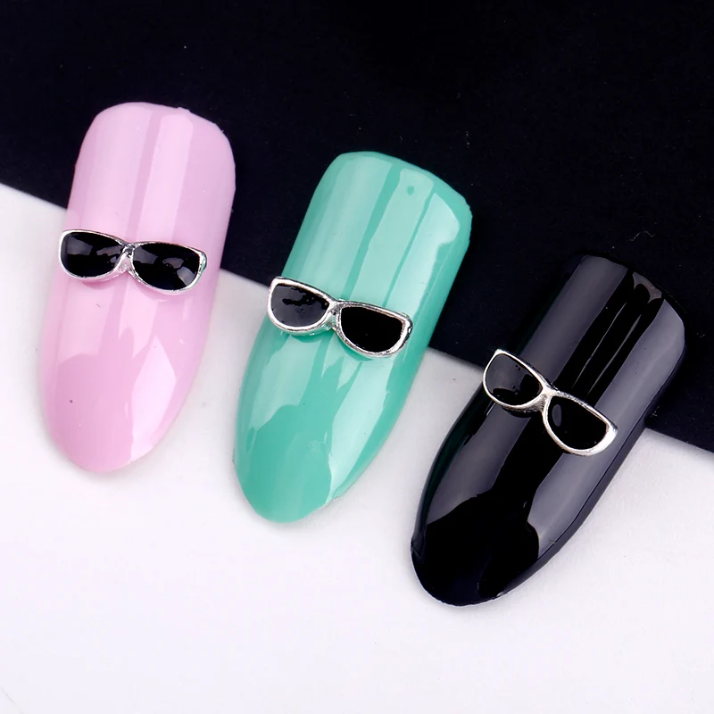 стразы для ногтей маникюр ногти10 Шт./лот Новые Черные Очки 3D Металл Nail Art