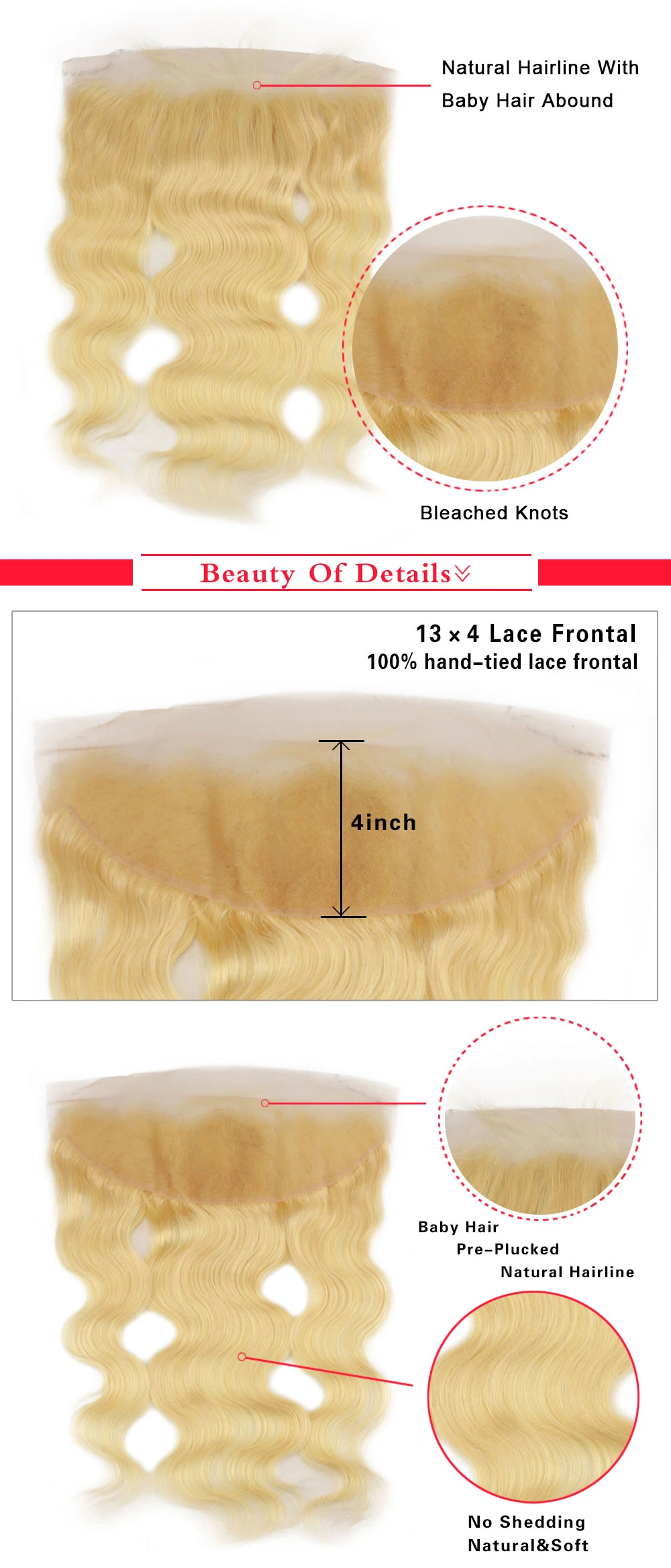 Eseewigs блондинка 613 13X4 кружева фронтальные волнистые перуанские Волосы remy прозрачного кружева фронтальные застежка для волос Выбеленные узлы