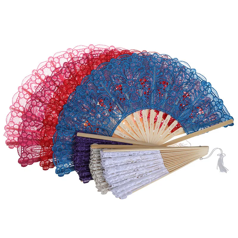 Bamboo Lace Arts Crafts Dance hand Fan China Antique Red Hollow Out Embroidered Folding eventail a main Vintage Chinese | Дом и сад