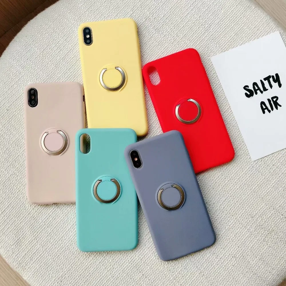 Новинка 2019 Ультратонкий матовый Мягкий силиконовый чехол из ТПУ с кольцом на