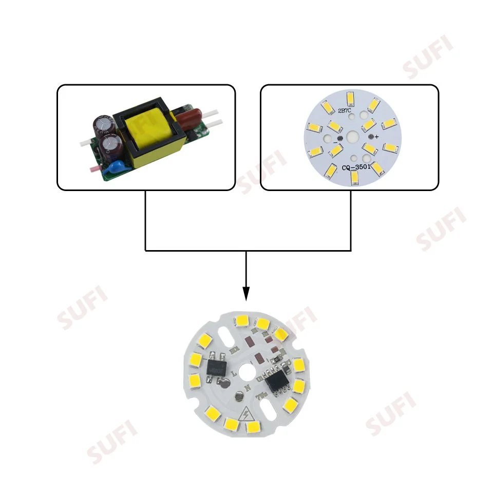 10 шт. DIY светодиодные лампы SMD2835 5WLight Chip AC 220V вход Смарт IC LED Bean для чистый белый