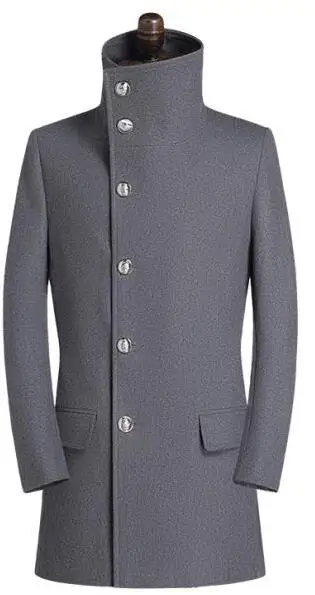Мужское шерстяное пальто повседневное однобортное кашемировое с