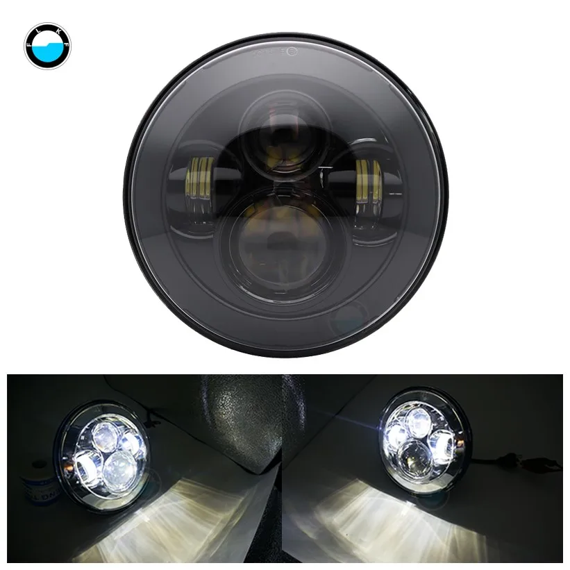 1 pcs black light C2 7-дюймовый 60 W DOT SAE E9 мотоцикл фары с углом глаза светодиодные фары 7 дюймов корпус лопасти отделка кольцо - Цвет: 1 pcs black light C2