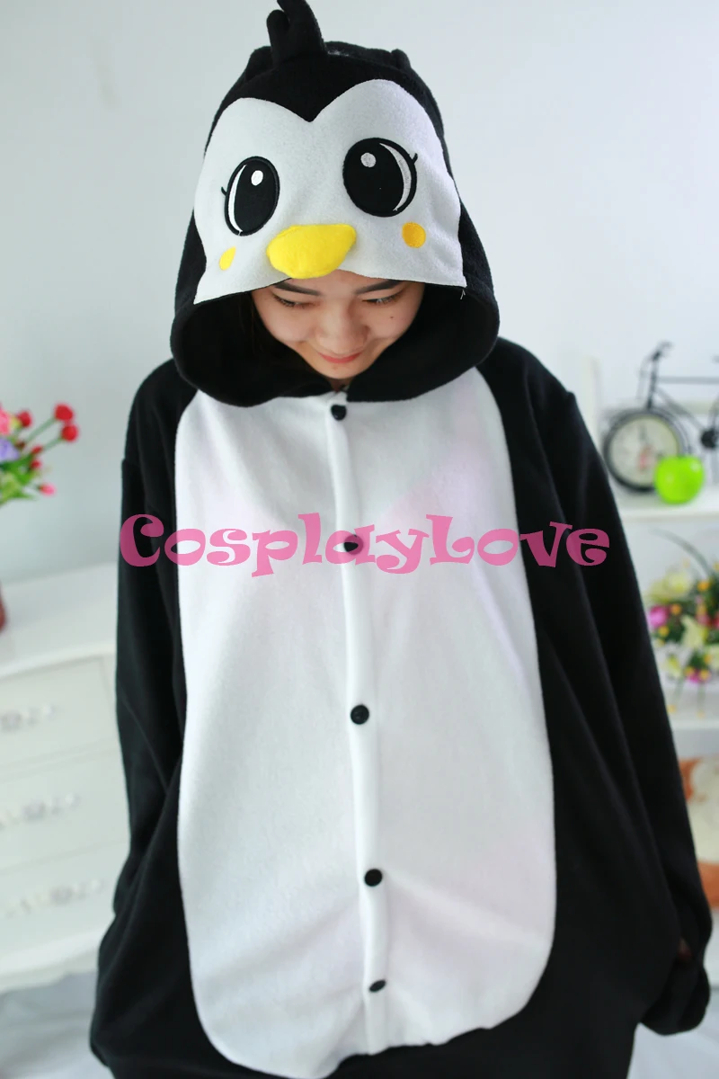 Black Penguin Pajamas Animal Cosplay Costume Kid Adult Onesies Cartoon Sleepwear Sleepsuit |