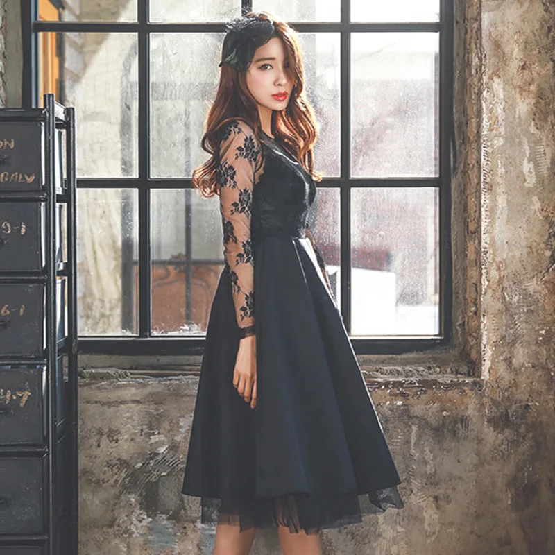 Женские сексуальные черные кружевные платья Европейское винтажное