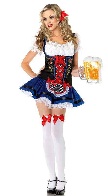 

Sexy Beer Girl Costume Traditional Bavarian Oktoberfest Maid Fancy Dress