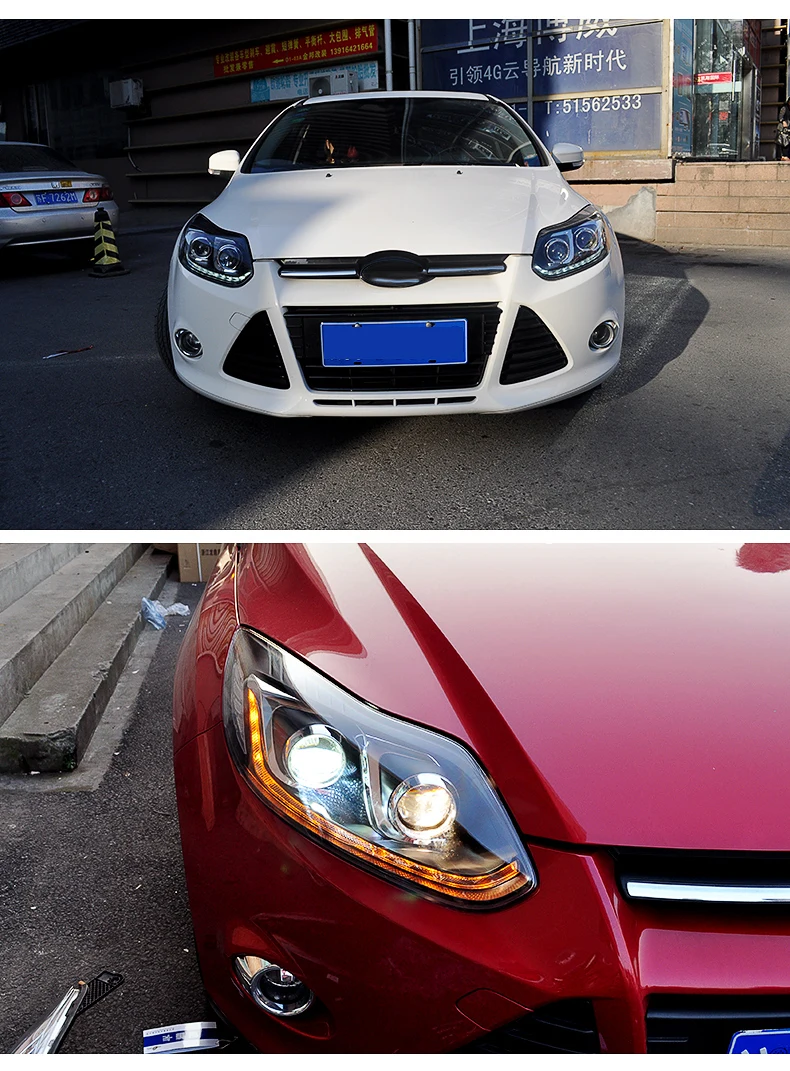 Чехол для автомобиля для Ford Focus 2012- фары для Ford Focus светодиодный фары DRL Объектив двойной луч ксеноновые автомобильные аксессуары