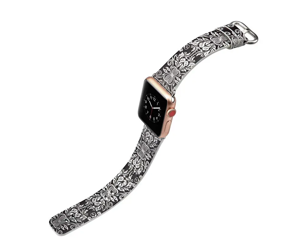 Весенний цветок кожаный ремешок для наручных часов Apple Watch серии 1/2/3/4/5 44 мм, 42 мм, 40 мм, 38 мм, версия Сельский Цветочный браслет для наручных часов iWatch, ремешок