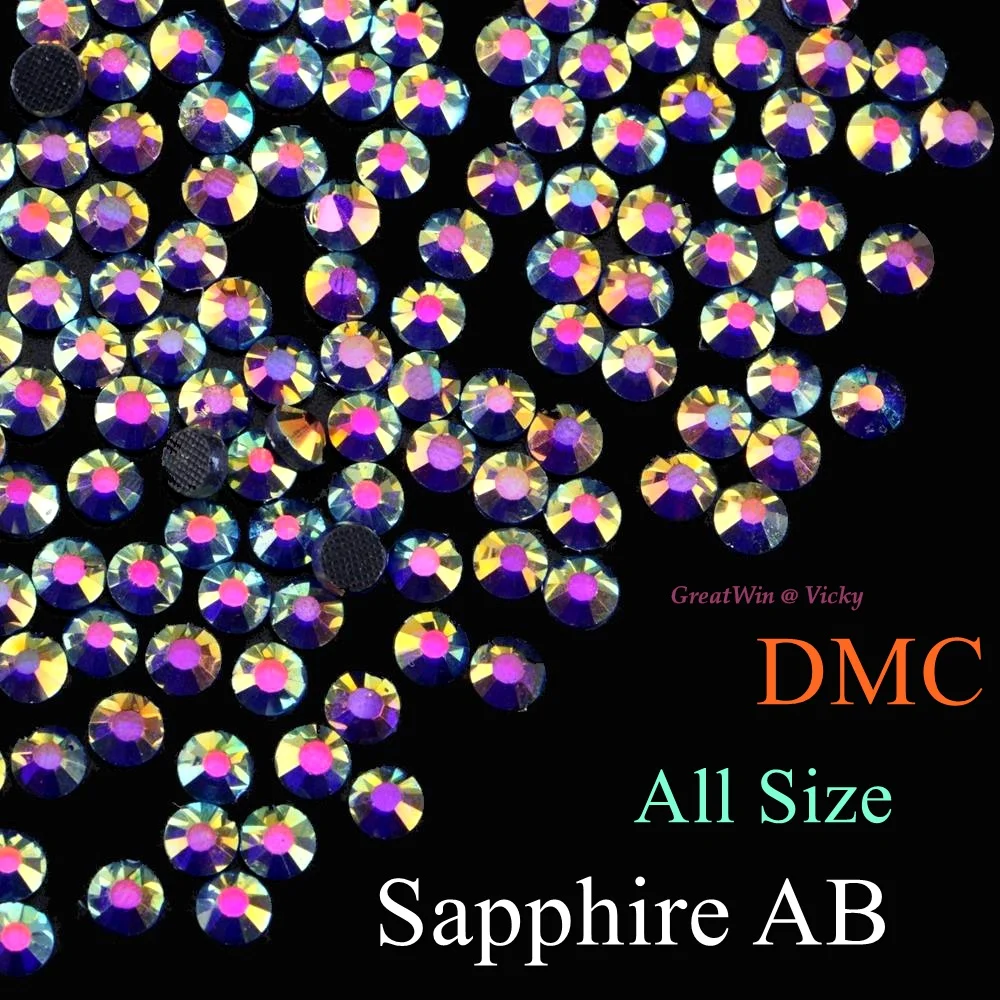 Сапфир AB DMC стразы с горячей фиксацией яркое стекло для аксессуаров одежды SS6 SS10