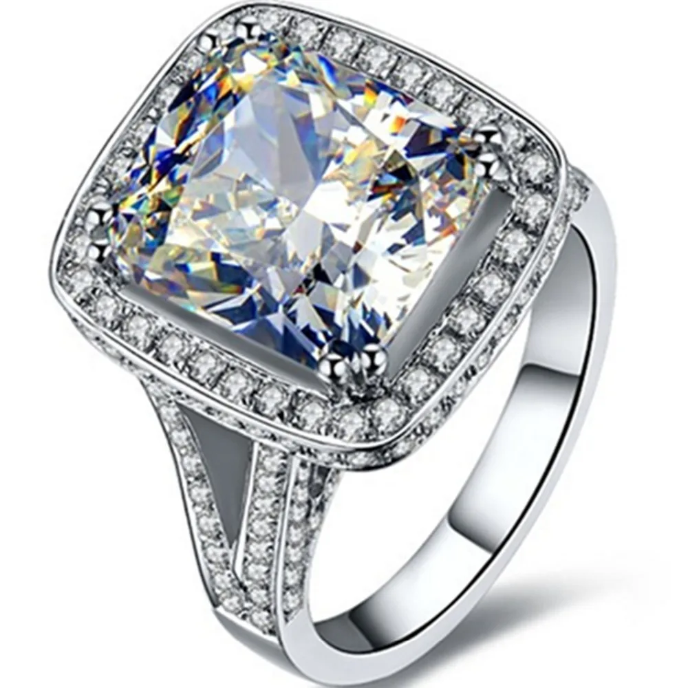 Удивительное кольцо 8Ct сказочное синтетическое большое с бриллиантом для