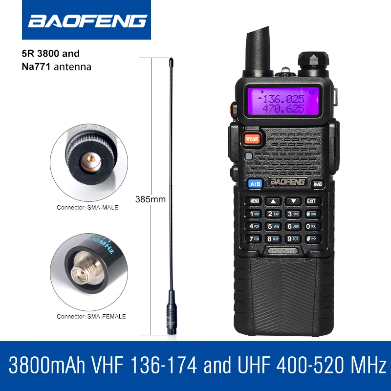 BaoFeng UV 5R портативная рация VHF UHF136 174Mhz и 400 520 МГц двухдиапазонного радио станции