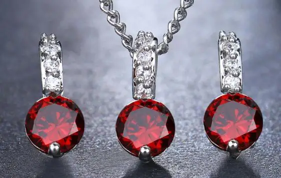 garnet Emmaya блестящие вечерние серьги с кубическим цирконием, 13 цветов, свадебные ювелирные наборы, вечерние аксессуары для платья - Окраска металла: garnet
