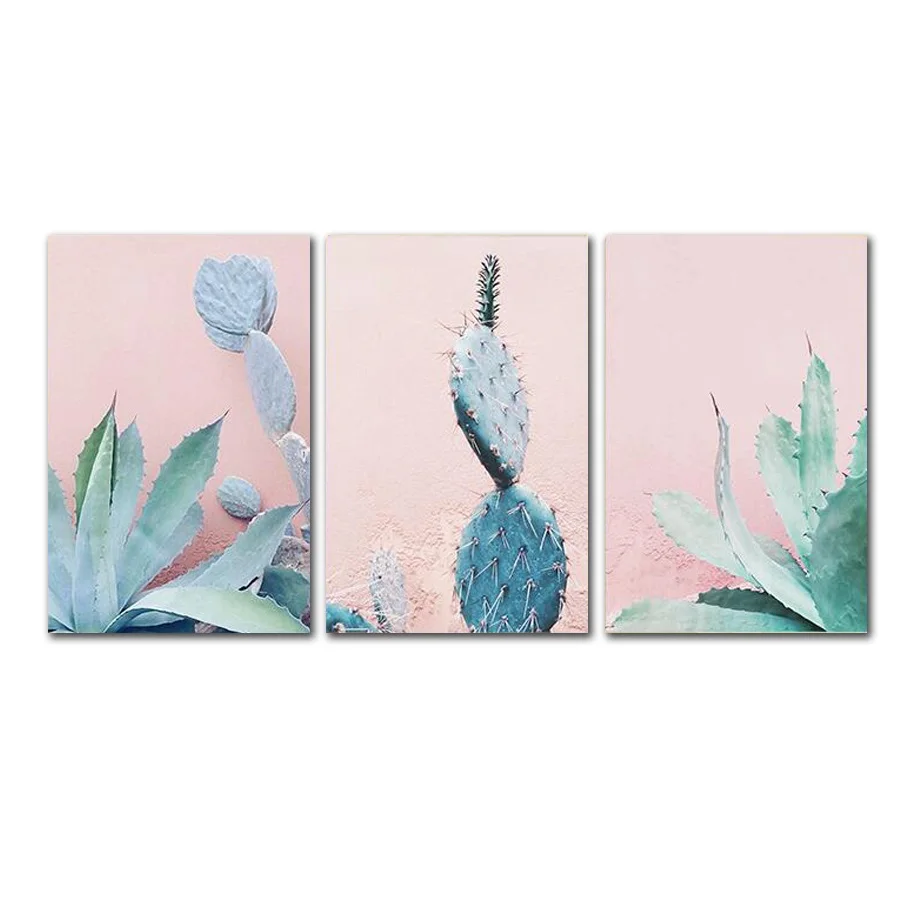 

Cactus Aloe Small Fresh Succulent Plant Triple Painting Unframed Canvas Wall Art Paints Modern Home Decoration Poster