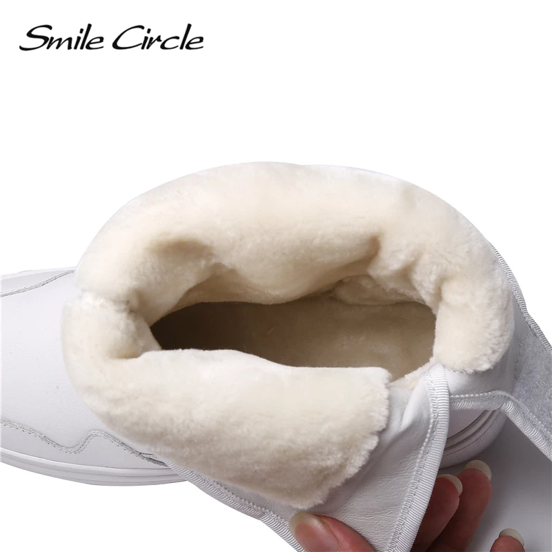 Женские зимние ботинки Smile Circle теплые водонепроницаемые из натуральной кожи на
