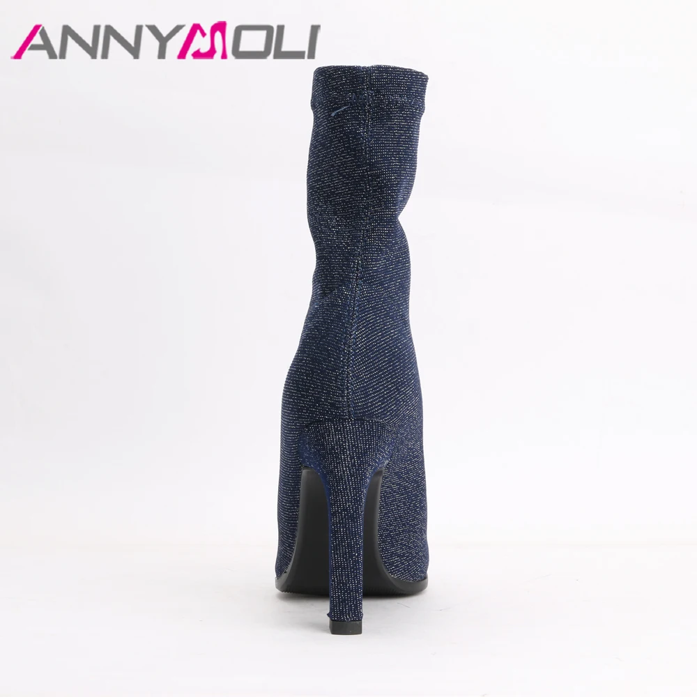 Ботинки ANNYMOLI женские на высоком каблуке брендовые дизайнерские эластичные