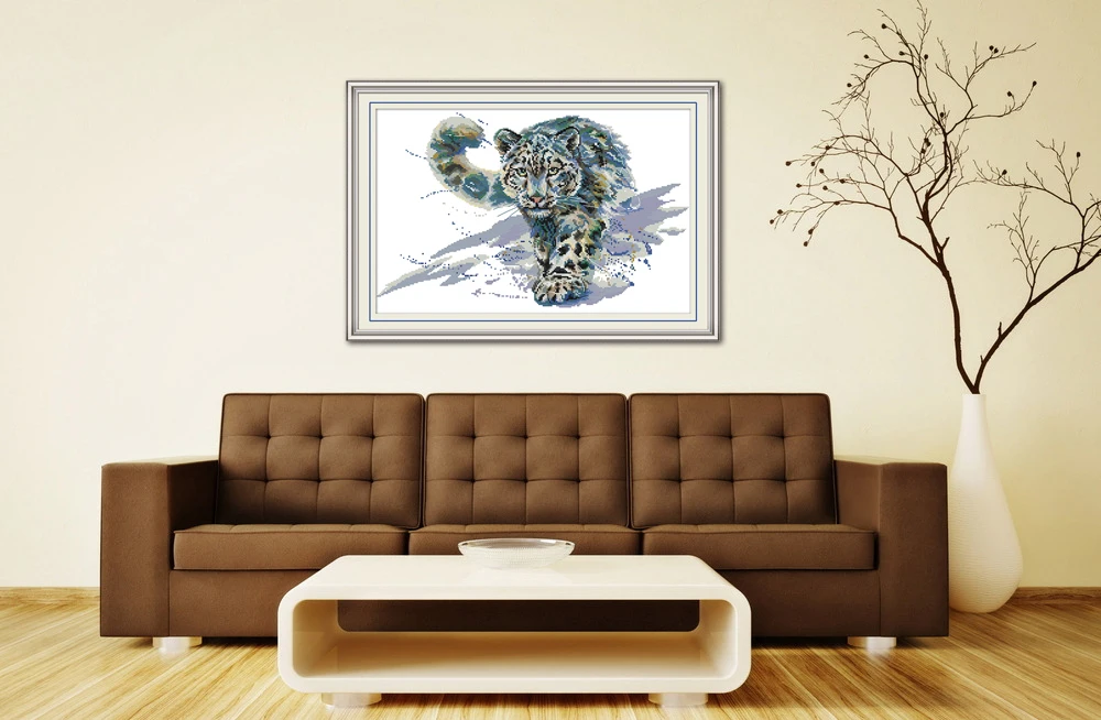 NKF Набор для вышивки крестиком Снежный Леопард 11CT 14CT Китайская вышивка домашнего