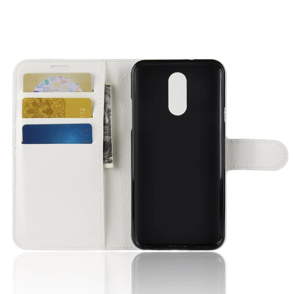 Q-7 for LG Q7 Case Flip Leather Wallet Card Stent Cases Lichee Pattern Protect Cover black LG-Q7 LGQ7 Q 7 | Мобильные телефоны и