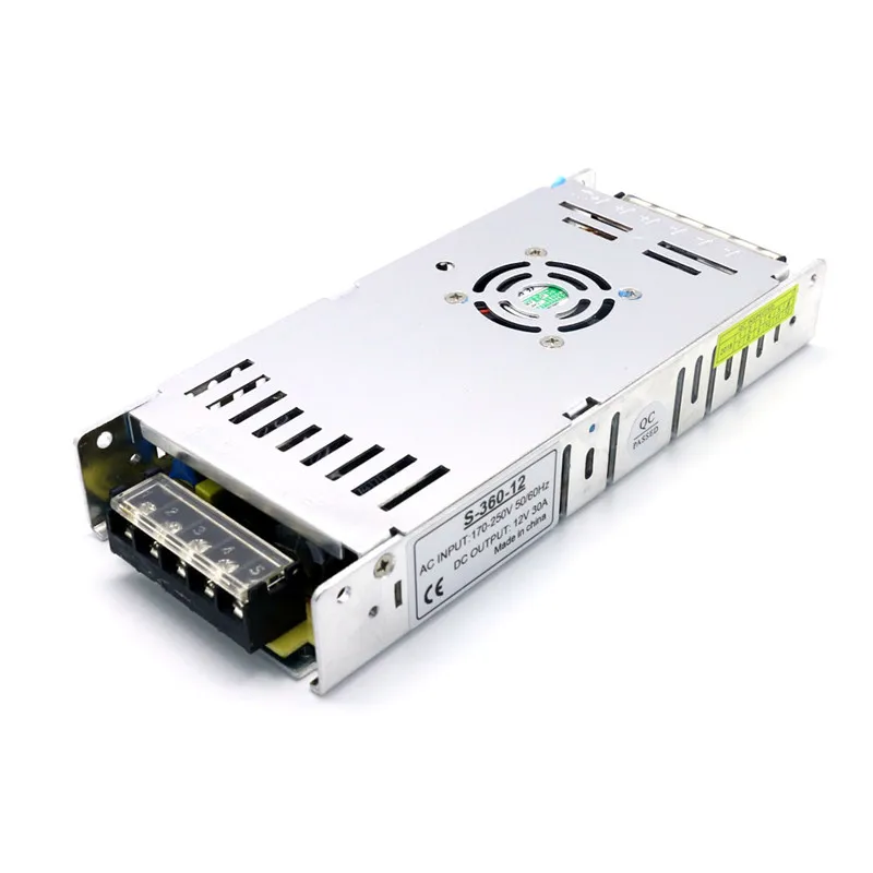 AC 220V к DC 12V 30A 360W ультра тонкий трансформатор Импульсный источник питания для светодиодной ленты