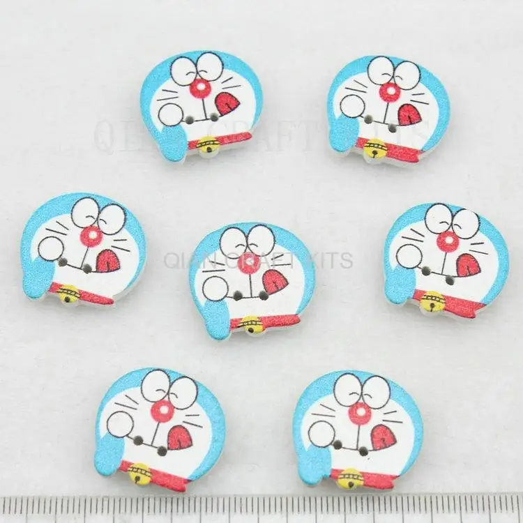 set of 120pcs Rare Wooden kawaii cat naughty wood sewing buttons flat back cabochons cell phone case decor 23mm MK0214