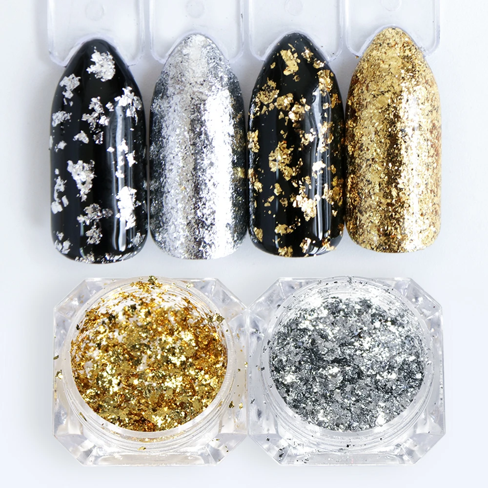 1 шт Платина Блестящий Порошок для ногтей Золотой Серебряный голографический