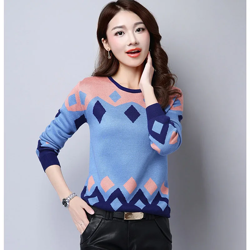 Autumn winter new arrival women plaid sweater Bottoming loose thick Tops o-neck High collar pullover knitting Female | Женская одежда