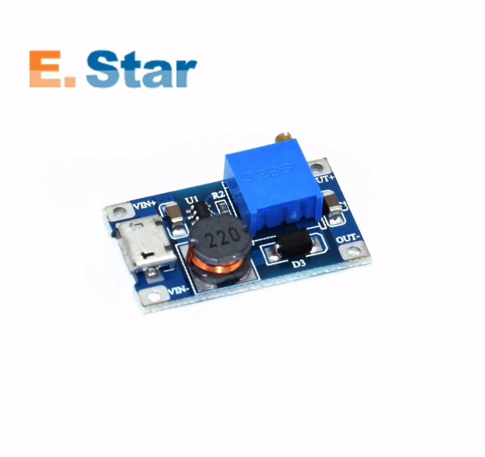 5 шт. DC-DC регулируемый Повышающий Модуль 2A повышение пластина Step Up Модуль с MICRO USB 2 V-24 V 5V 9V 12V 28V MT3608. A52