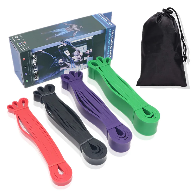 Set of 4 with box Фитнес резинки набор спортивные резинки резинки для фитнеса Тянущиеся резинки 208 см латекс эластичный для Тренировка - Цвет: Set of 4 with box