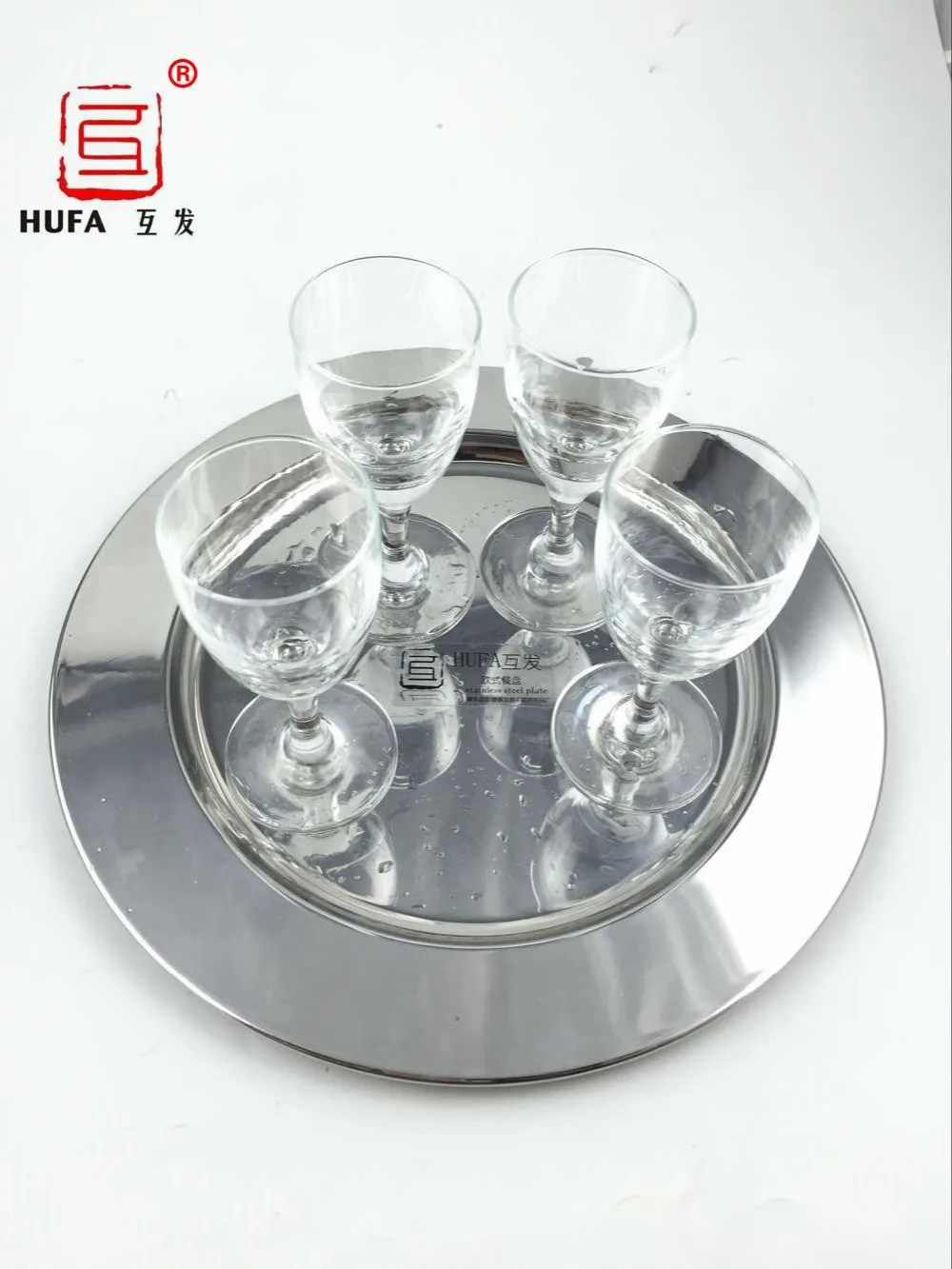 24cm to 40cm elegant stainless steel flat round dish charger plates/exquisite silver serving tray/delicate cake matel plate | Дом и сад