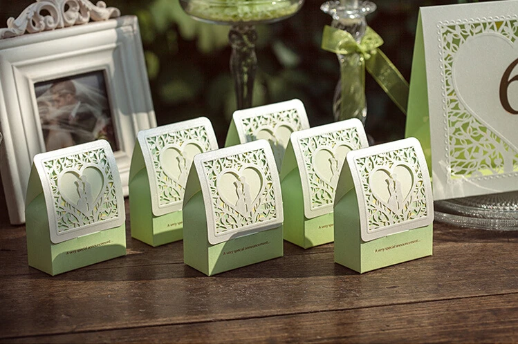 Зеленый цвет Свадебный держатель кубовидной карты Бумага пользу Коробки|boxed baby