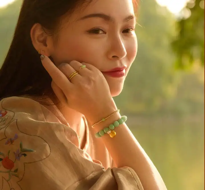 Зеленый нефритовый дом натуральный нефрит Синьцзян Хэтянь браслет женский