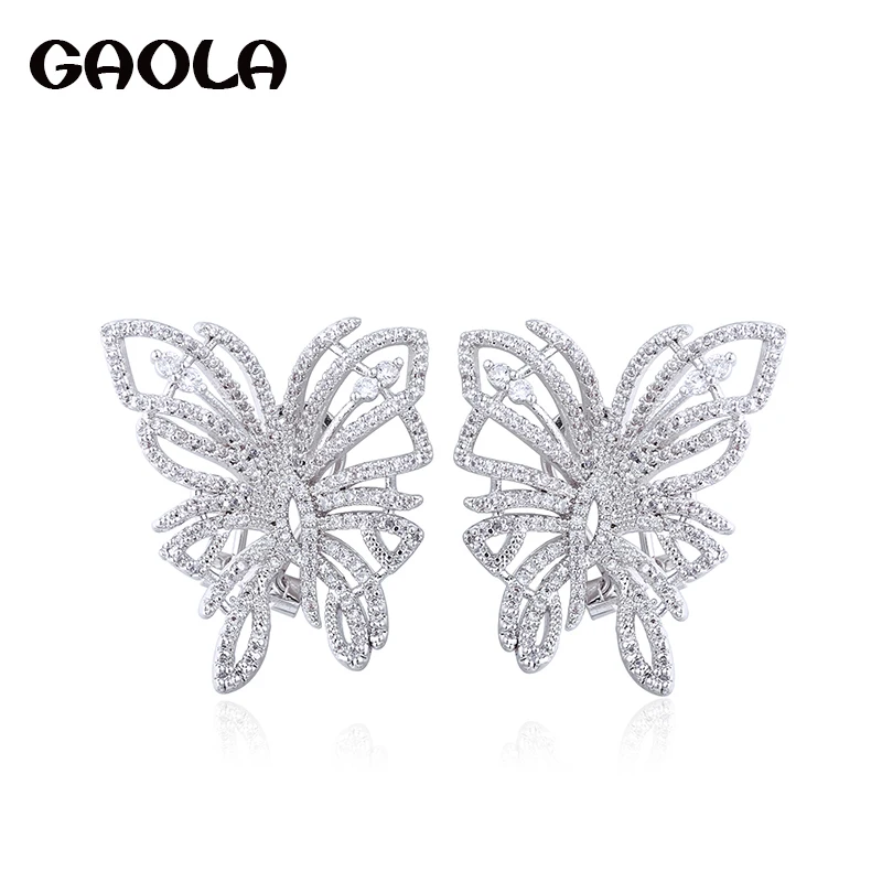 

GAOLA 2017 New Elegant Lovely Animal Cubic Zircon Fancy Fashion Bow Butterfly Dangle Earrings for Women Dance Party GLE5806Y