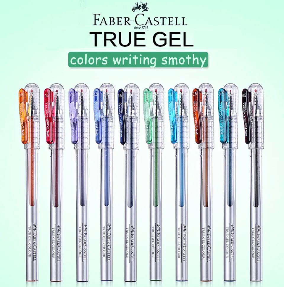 12 шт гелевая ручка Faber Castell True Gel 0,5 мм с Twinball для супер гладкого письма, предотвращает утечку чернил