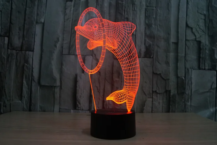 7 видов цветов Дельфин кулон фигурки Звездный Флот 3D настольная лампа Led забавная