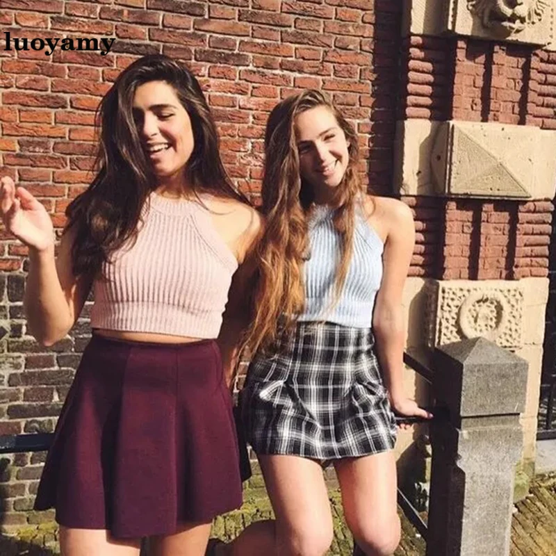 Luoyamy Для женщин классический уличный Стиль Slim Fit блеск Риб Топ Повседневное