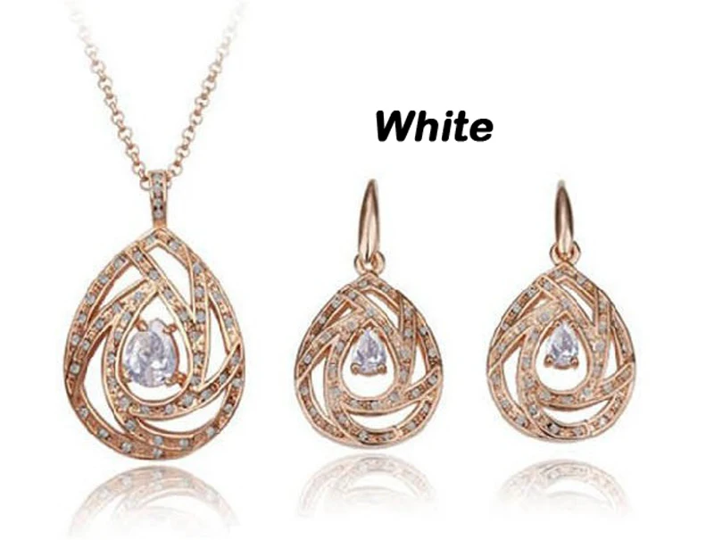 Free Shipping Wholesale New Style Fashion Crystal Water Drop Necklace Earrings Sets Tears of Angels Wedding Jewelry 111-2 | Украшения и