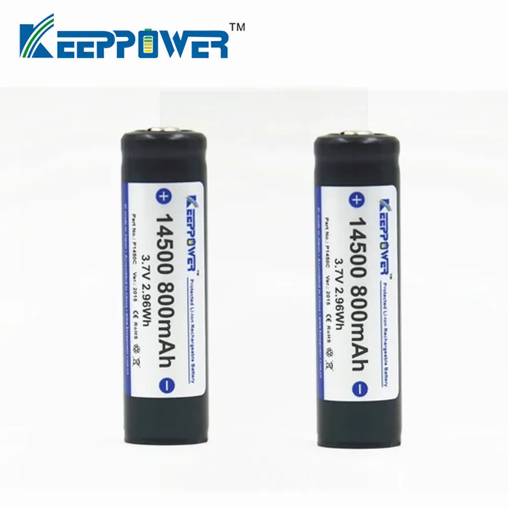 2 шт. KeepPower 14500 800 мАч Защищенный Литий ионный аккумулятор 3 7 в P1450C Прямая поставка