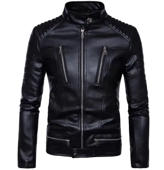 B013 Black Новая мотоциклетная куртка из искусственной кожи мужские винтажные Ретро мото искусственная Панк кожаные куртки одежда для мотоцикла пальто приталенный Размер M-4XL - Цвет: B013 Black