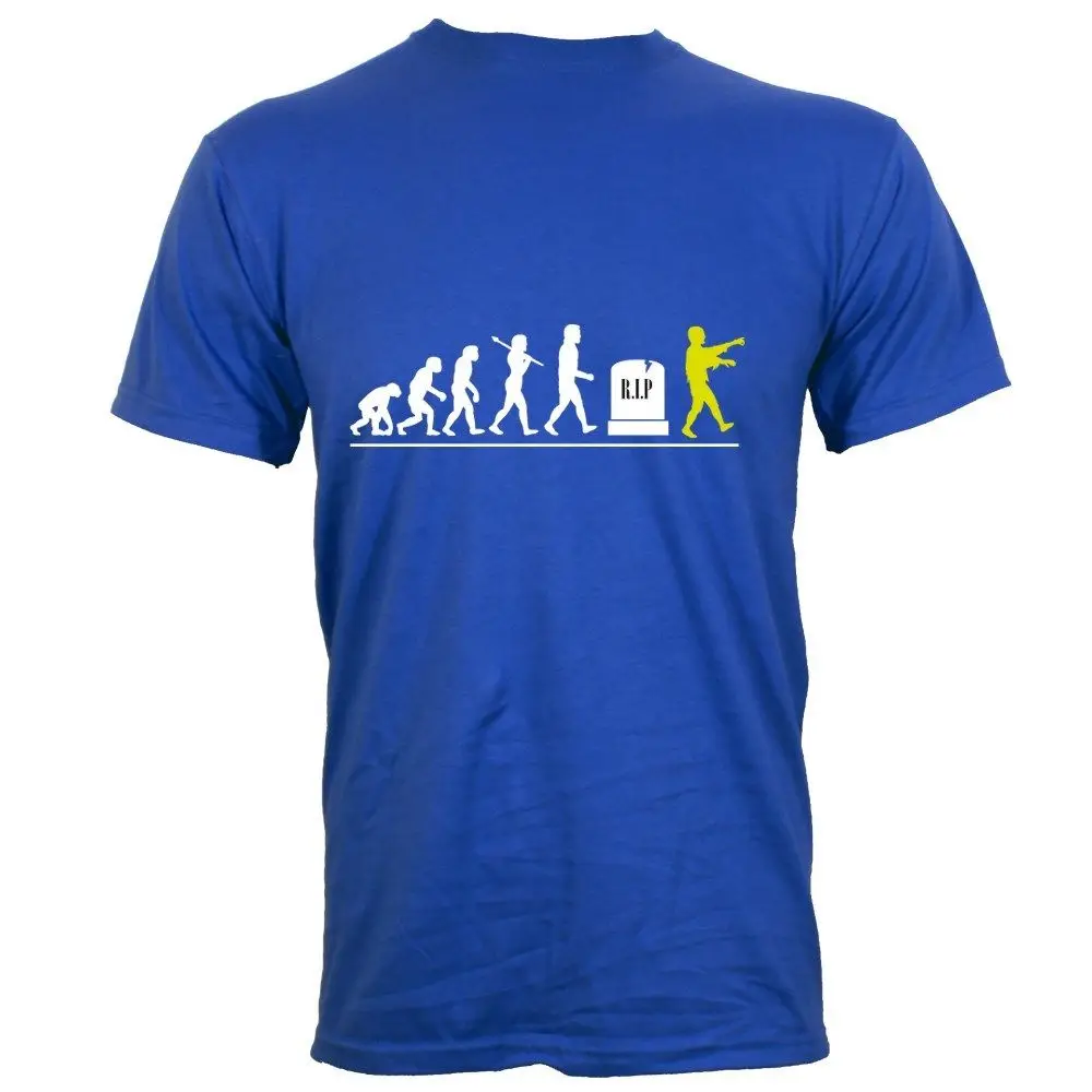 

Herren T-Shirt Zombie Evolution blau Quality T Shirts Men Printing Short Sleeve O Neck T shirt New 2018 Fashion Hot