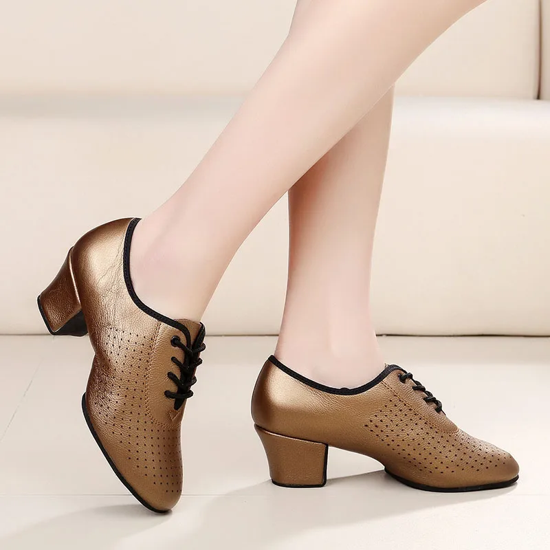 USHINE BD-83 heel 5 cm soft genuine leather Cha Cha teacher dance shoes BD Ballroom Latin dance shoes women BD