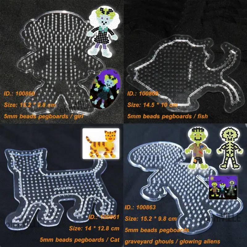 Оптовая продажа! Pegboards для 5 мм перлер Хама бисер Fused Beads шаблоны ~ прозрачная Peg