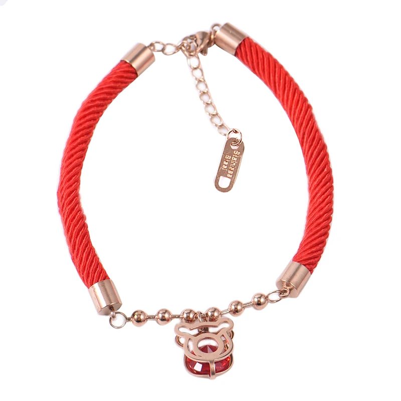 2018 Women Red Rope Bracelet Cute Girl Lucky Trendy Lover With Black Stone Hollow Bangles Dropshipped Worldside Jewelry | Украшения и