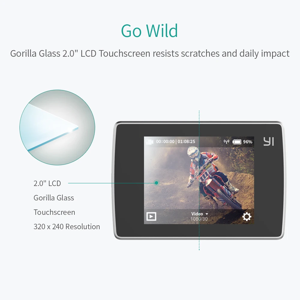 YI Lite Action Camera 16MP Real 4K Sports with Built-in WIFI 2 Inch LCD Screen 150 Degree Wide Angle Lens | Электроника