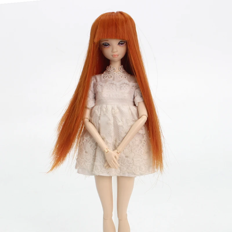 

Aidolla Synthetic Long Straight Basic Brown Color BJD Cute Doll Wig With Full Bangs Fit for Head Circumference 12.5-14cm Doll