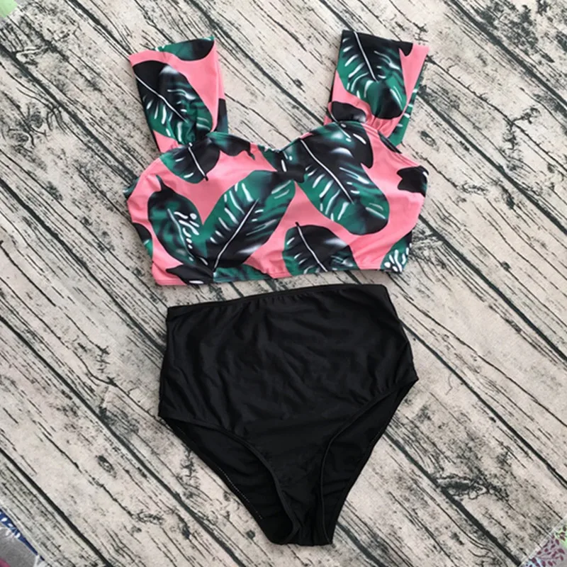 Sexemara Explosion high waist bikini Woman swimsuit Stripe print small fresh split push up swimwear set | Спорт и развлечения