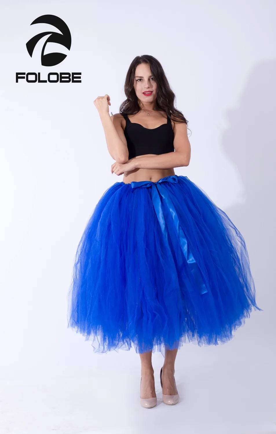 FOLOBE Королевская Синяя винтажная фатиновая юбка для костюмированной вечеринки