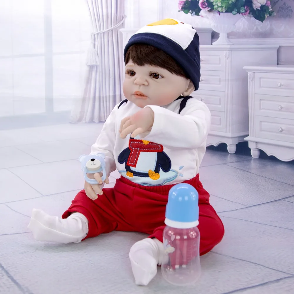 

unique boy bebes reborn 55 cm silicone reborn baby dolls vinyl bath toys for girls birthday gift real looking Handsome LOL doll