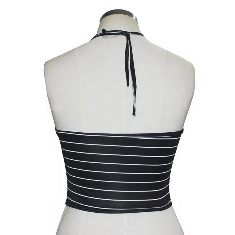 Женские короткие топы 2017 летний женский сексуальный топ в полоску без рукавов