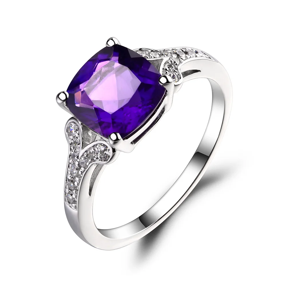 Украшения leige натуральный аметист кольцо из стерлингового серебра 925 пробы